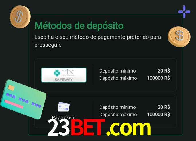 O cassino 23bet.com oferece uma grande variedade de métodos de pagamento